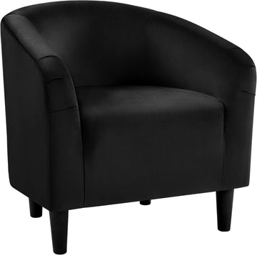 Velvet Accent Chairs, Compact Furry Barrel Chairs with a Curved Silhouette , Black