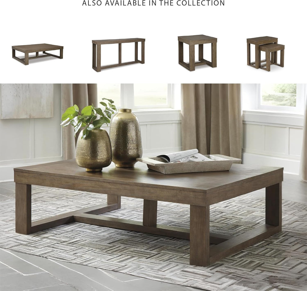 Cariton Contemporary Rectangular Cocktail Table, Brown