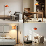 O’Bright Strata Wooden Floor Lamp - Mid Century Modern Standing Lamp with Layered Wood Shade, Tall Reading Lamp
