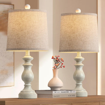 Traditional Table Lamp Set of 2, Rustic Farmhouse Table Lamps Bedroom, 22" Bedside Desk Lamps Vintage Nightstand