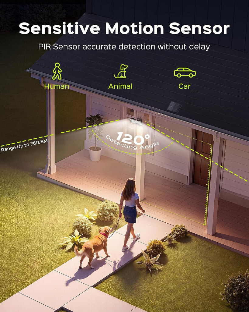Motion Solar Lights Outdoor, 113 LED Cool White Bright Solar Flood Lights Waterproof, Dusk to Dawn Outdoor Solar
