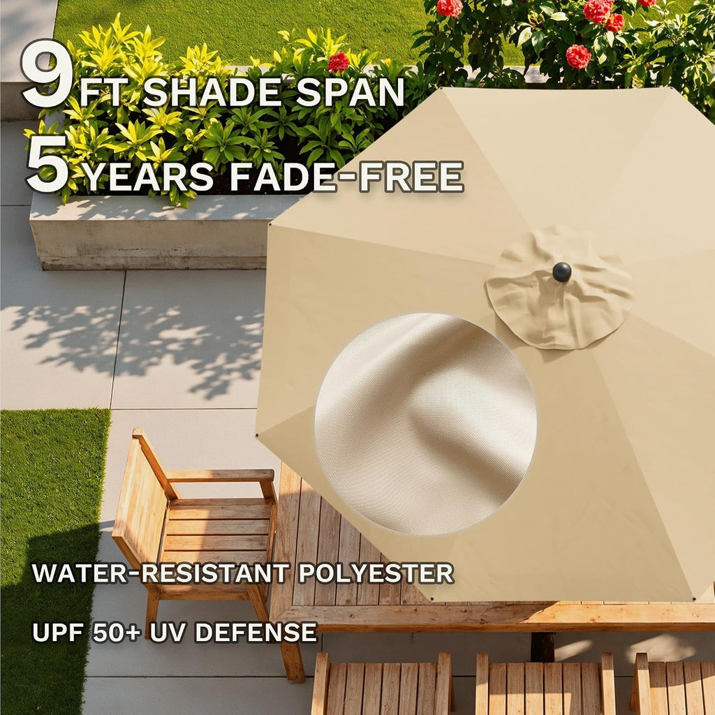 9 FT Motorized Patio Umbrella, Remote Outdoor Umbrella with Heavy Duty Aluminum Frame