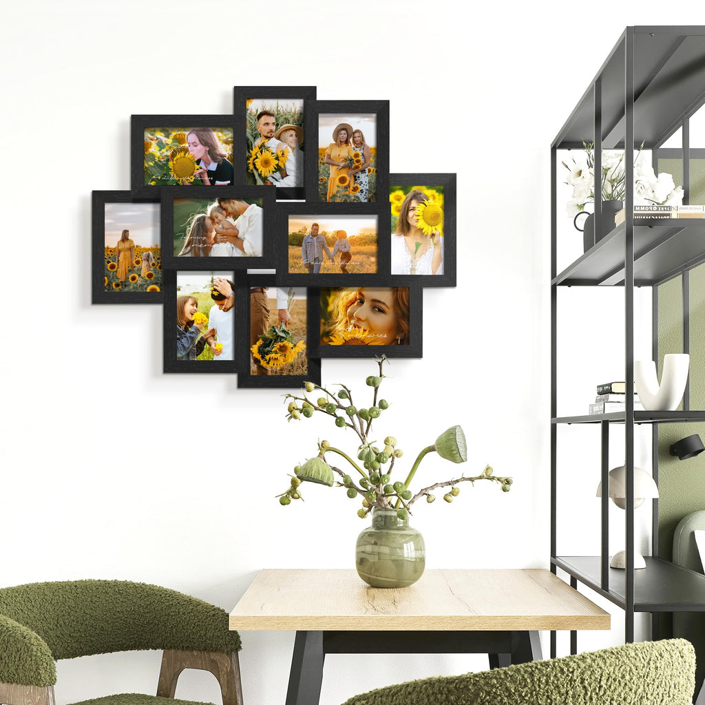 4x6 Collage Frame 10 Pack Glass Front Black Assembly Required