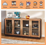 Sideboard Buffet Cabinet, Mixed Color Accent Cabinet with LED Lights
