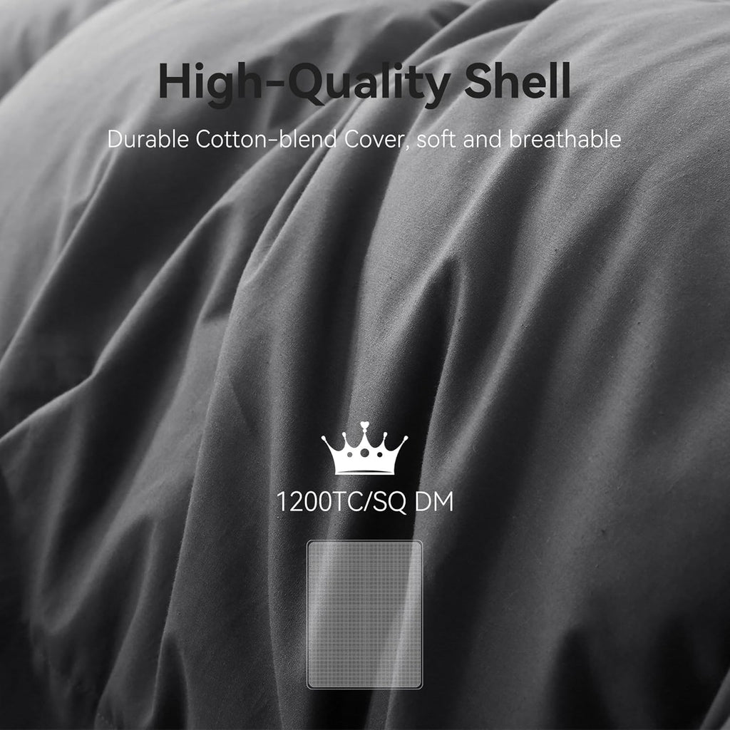 Grey Goose Feather Down Comforter Twin, Premium All Season Duvet Insert