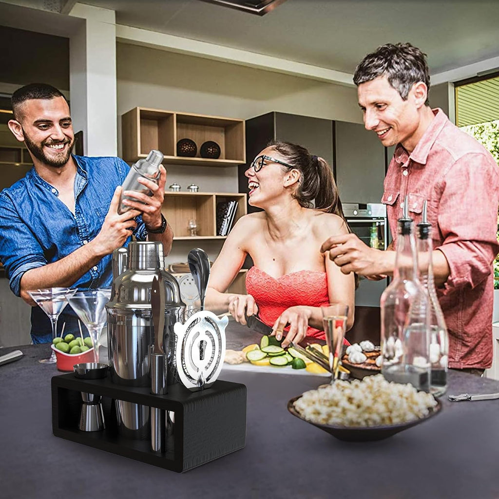 Cocktail Shaker Set: Bartender Kit Bar Mixology Cocktail Bar Set Plus E-Book with 30 Recipes (Silver)
