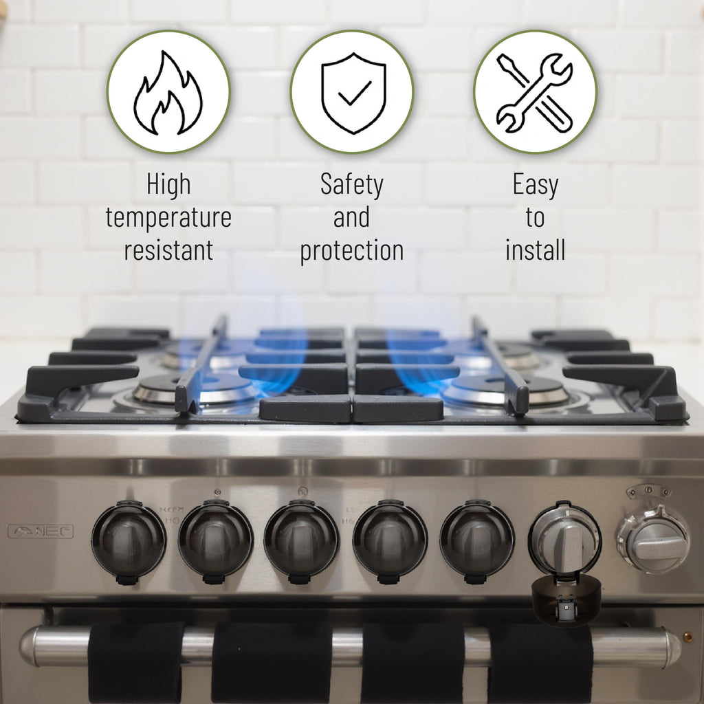 Bates- Stove Knob Safety Covers, 5 Pack Black Universal Size