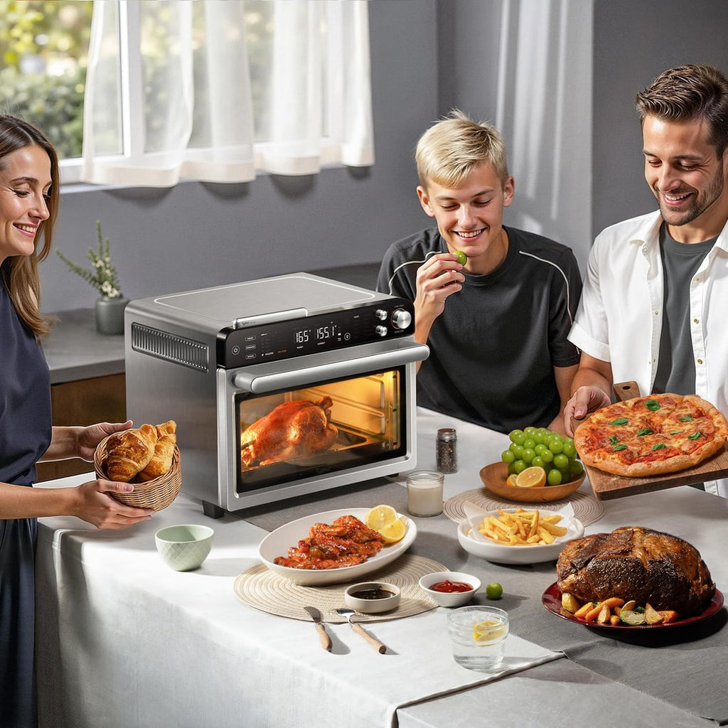 Sync Oven with Smart AI Wireless Meat Thermometer Probe, 12‑in‑1 Countertop Air Fryer Toaster Oven Combo, 360° Turbo