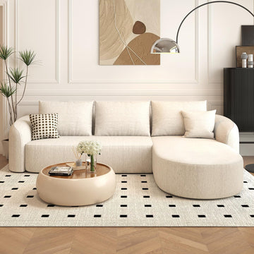 111" Modular Sectional Couches Luxury Modern Curved Back Sofa,Minimalist Comfy L-Shape Boneless Cloud Couch for Living