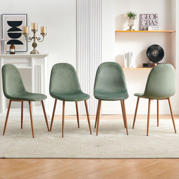 Velvet Dining Chairs Set of 4 - Modern Seating with Metal Legs for Living, Bedroom, Dining Room - Green Chairs, Chair