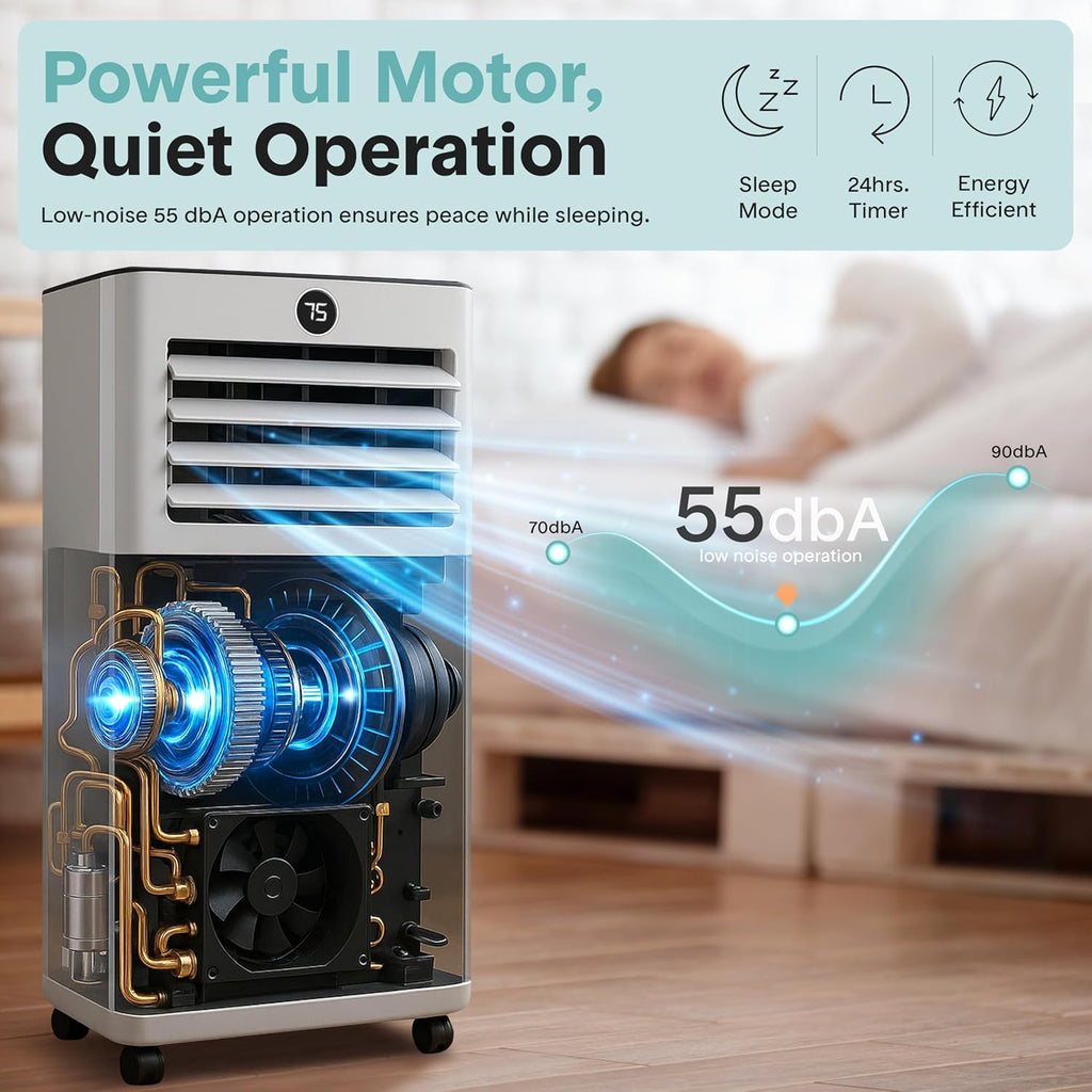 10,000 BTU Portable Air Conditioner and Heater, Small AC with Dehumidifier and Fan