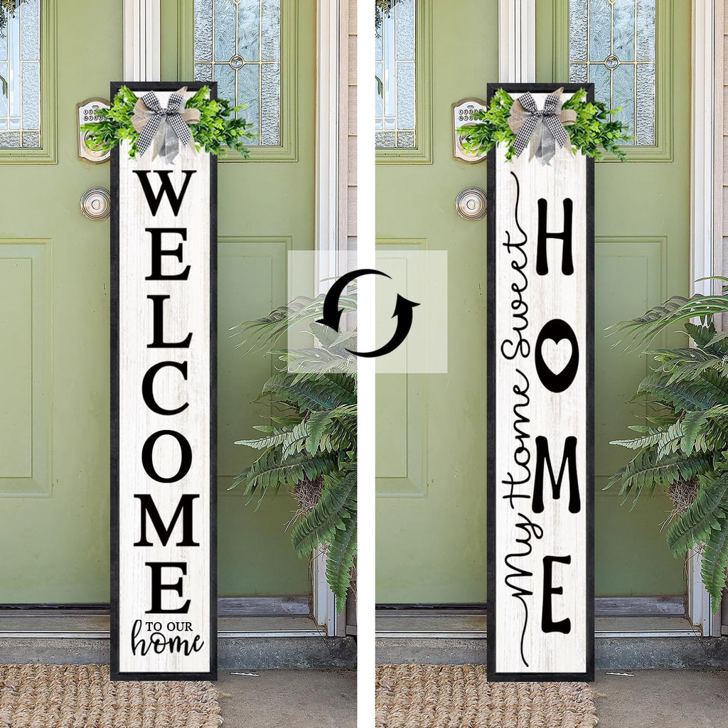 Double-sided Welcome Sign for Front Porch Door, 45"X9", Black
