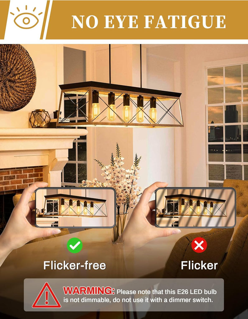 4 Pack LED Edison Bulbs, 4W Edison Light Bulbs, Antique LED Filament Bulbs 40W Equivalent, E26 Base, T45 LED Bulb