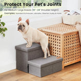 Dog Stairs with Storage 13" H, Foldable Pet Stairs for Small Medium or Large Dogs