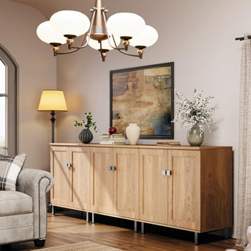 Buffet Sideboard Cabinet Farmhouse Modern 3 in1 Storage Cabinet with Adjustable Shelves for Kitchen, Coffee Bar