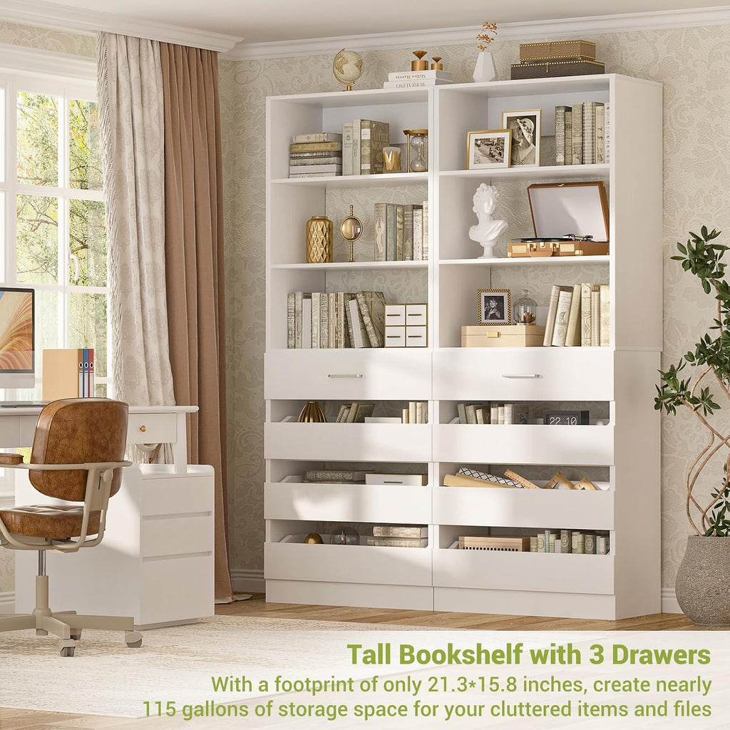 21.3" Closet System with 4 Drawers, Wood Closet Organizer with Open Shelves, Modular Drawers System Tower, Walk-in