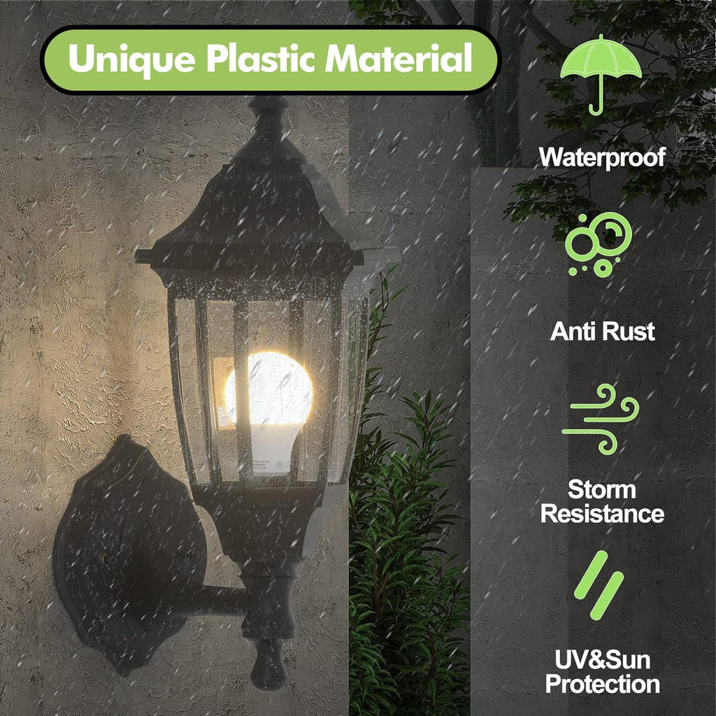 Outdoor Porch Light，Exterior Waterproof Wall Light Fixtures, Special Handling Anti-Corrosion Plastic Material
