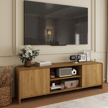 Modern TV Stand for 80 Inch TVs, Entertainment Center Sports & Movie Nights, Wood Media Console Cabinet with Storage