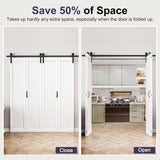 64" x 84" Frosted Glass Bifold Sliding Barn Door with Hardware Kit Included, Pre-Assembled Solid Cor