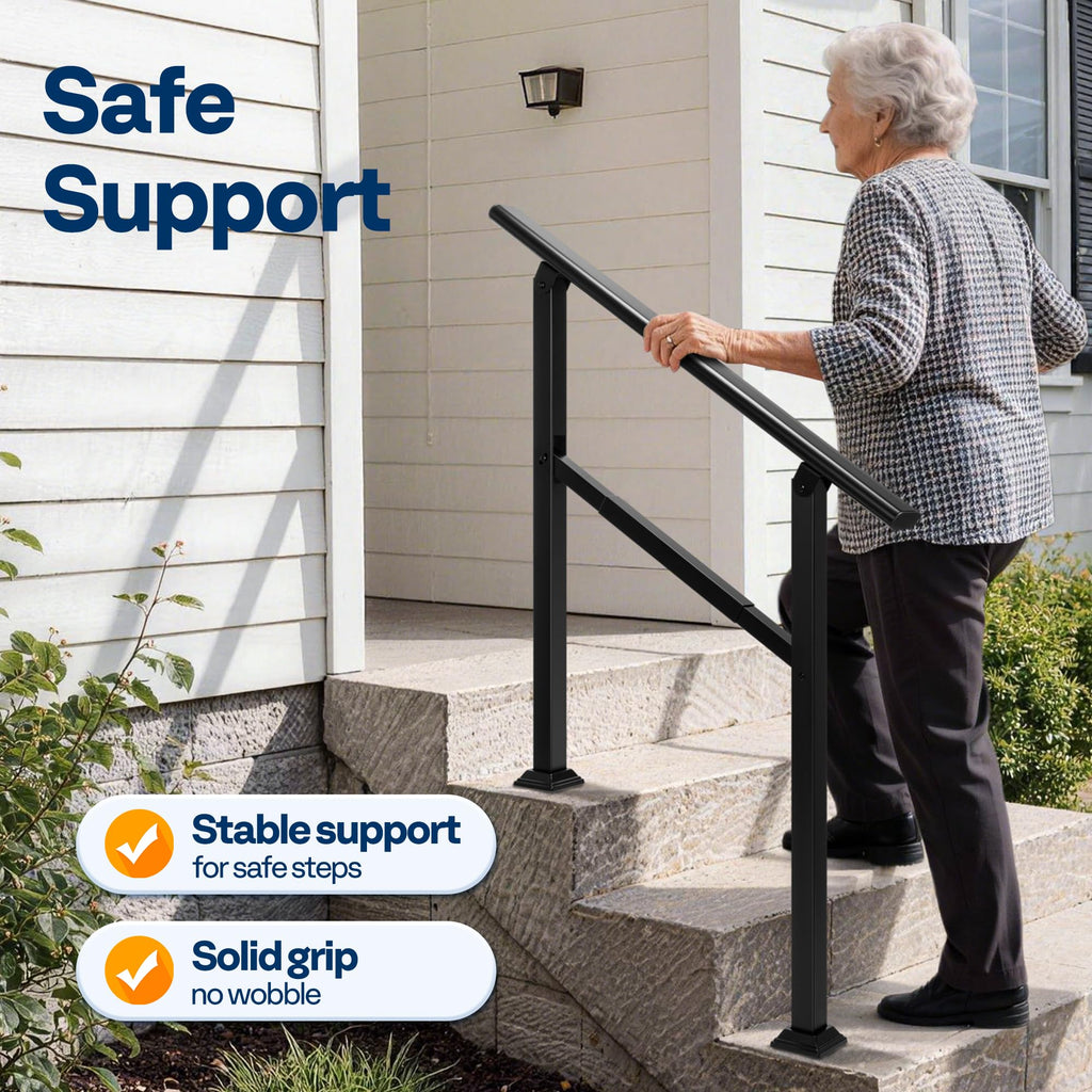 3 Step Adjustable Straight Oval Hand Rails for Outdoor Steps