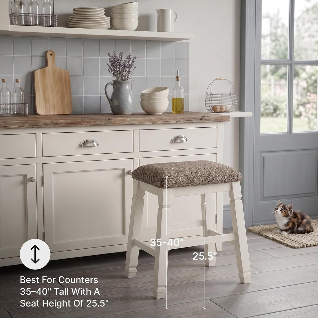 Bolanburg Farmhouse 24" Counter Height Upholstered Barstool, 2 Count, Whitewash