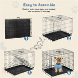 Dog Crate, 30 Inch Medium Size Single Door Dog Cage with Plastic Leak-Proof Pan Tray