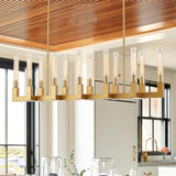 54-inch Linear Dining Room Pendant Light Fixture with Glass Tube,Gold Rectangular 12-Lights Industrial Kitchen Island Lighting Over Table(Included E26 Bulbs) A114-B0F1FH14VF