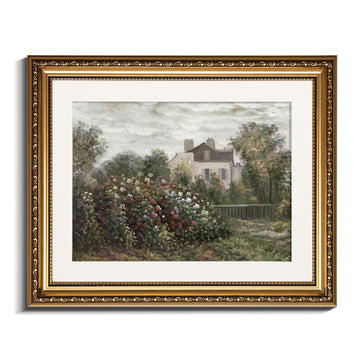 Gold Picture Framed Wall Art, Living Room Office Bathroom Vintage Monet Garden Landscape Pictures Wall Decor, Canvas