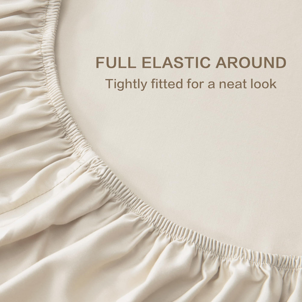 Beige Queen Sheets Set 100% Viscose Derived from Bamboo