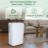 150 Pints Dehumidifier with Pump - 7000 Sq. Ft Quiet Dehumidifier for Home, Large Basement