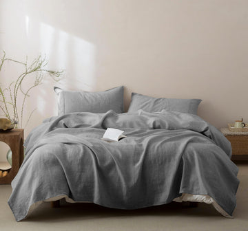 100% French Linen Sheets King Size, Flax Linen Bed Sheets Set