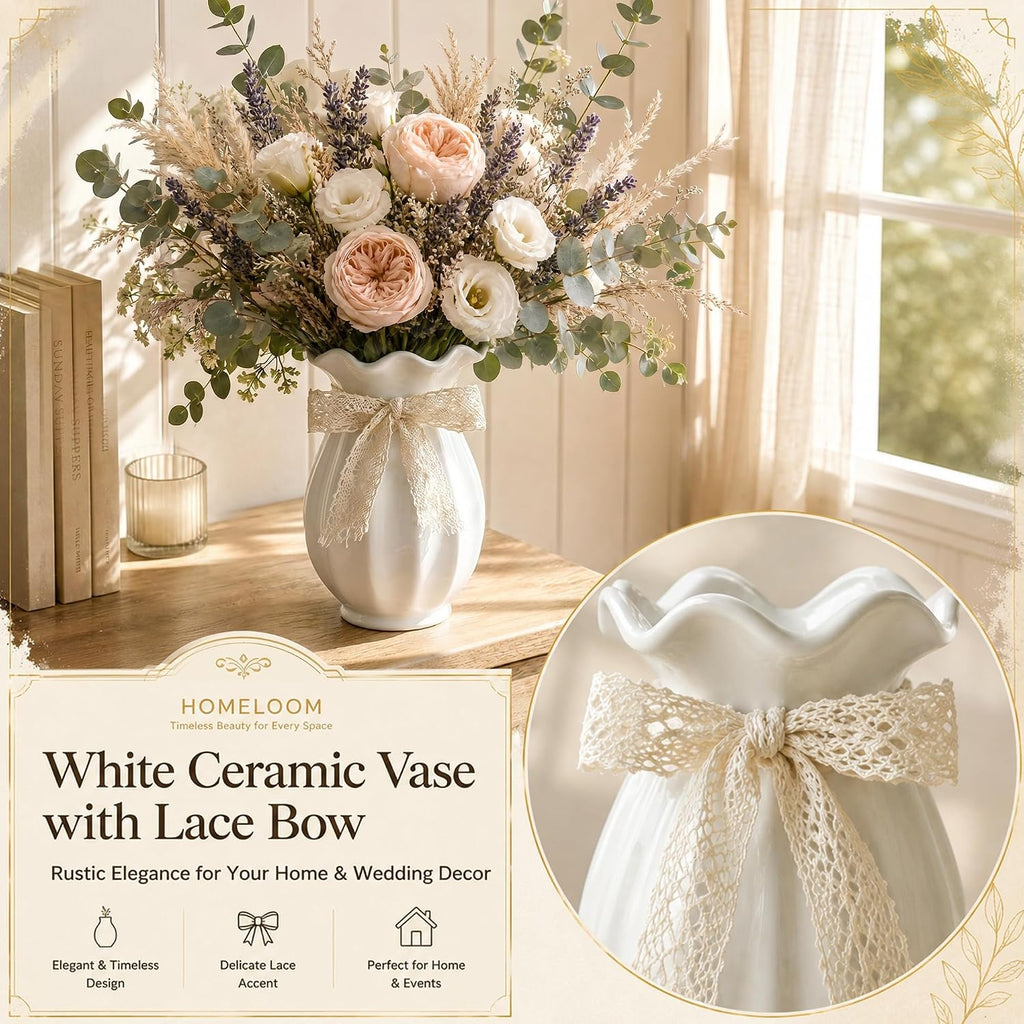 Ceramic Flower Vase with Bow