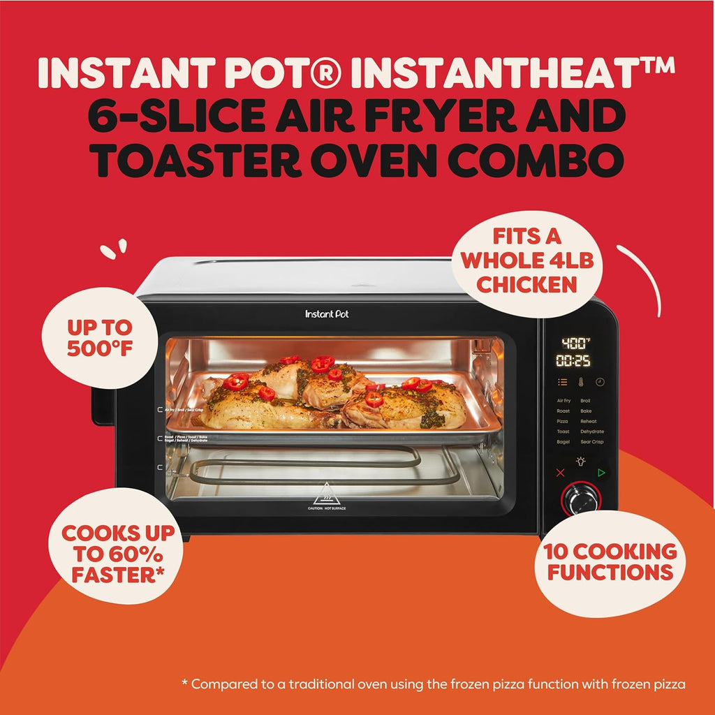 No Preheat Required* 6-Slice Air Fryer Toaster Oven with InstantHeat Technology, 10-in-1, Air Fry, Roast, Bake, Sear