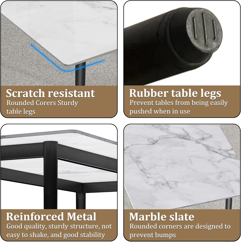 63" Modern Dining Table, Sintered Stone Kitchen Table for 4-6 peoples, White Sintered Stone Dining Tabletop with Metal Legs, Fax Marble Dining Table for Dining Room, Backyard Heat Resistant(63"x31.5")