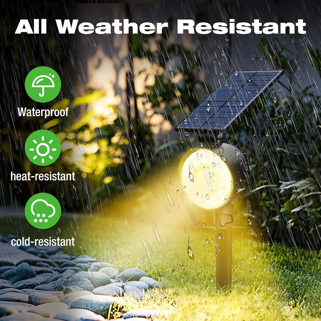Solar Spot Lights Outdoor Waterproof, Landscape Spotlights | Warm White, 4 Pack/53 LED/3 Modes, Adjustable Solar