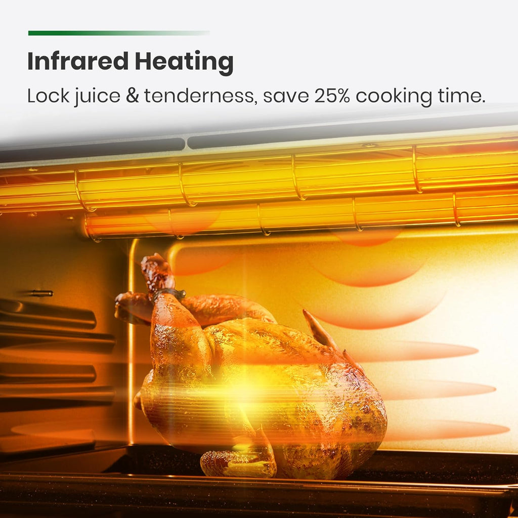 Infrared Heating Air Fryer Toaster Oven, Extra Large Countertop Convection Oven 10-in-1 Combo, 6-Slice Toast, Enamel