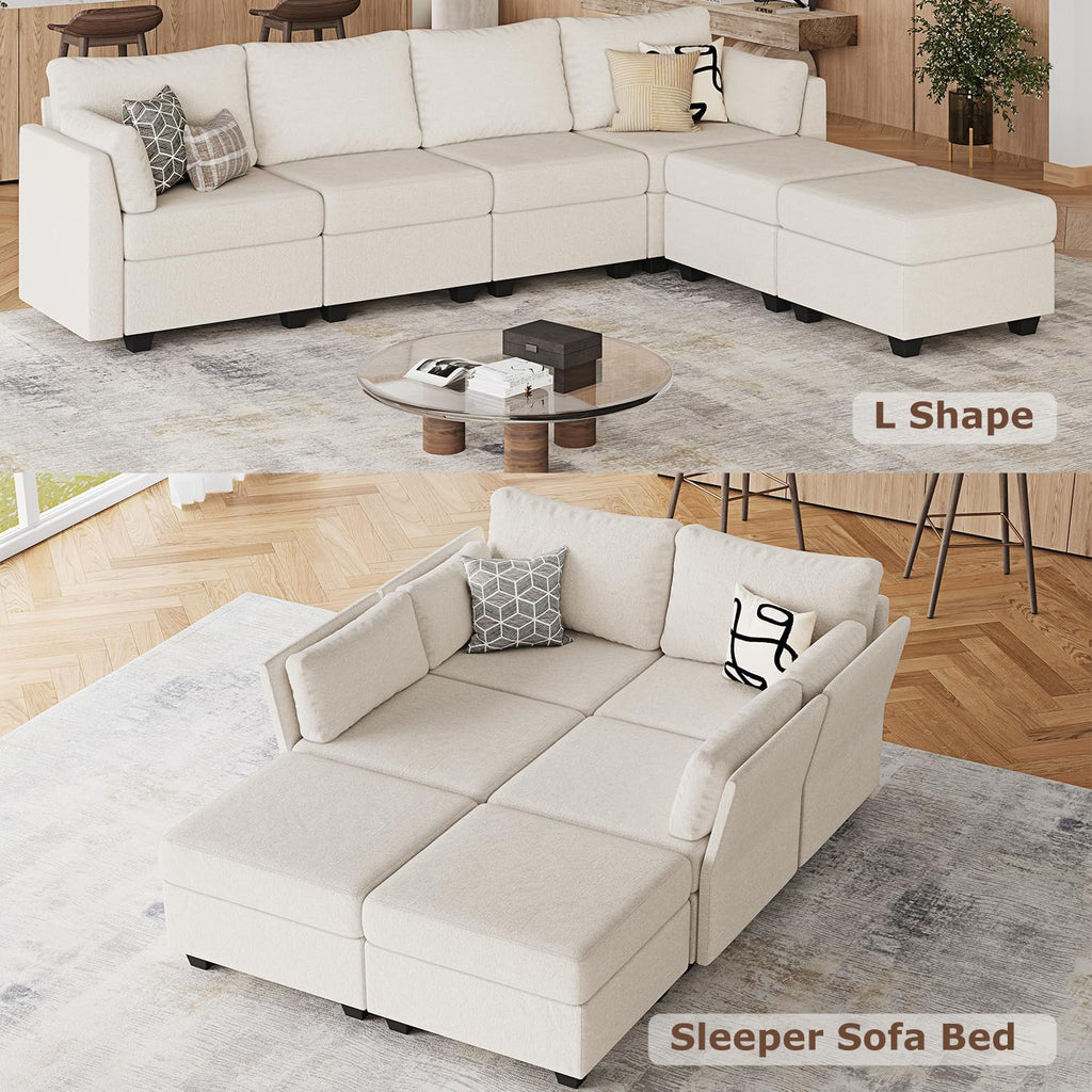 114.17" Modular Sectional Sofa, 6 Seat Modular Couch with Storage, Memory Foam, Convertible Sectional Couches , U