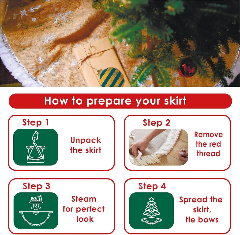 Burlap Mini Christmas Tree Skirt - 26 Inch, Brown Farmhouse Tree Collar & Decorations