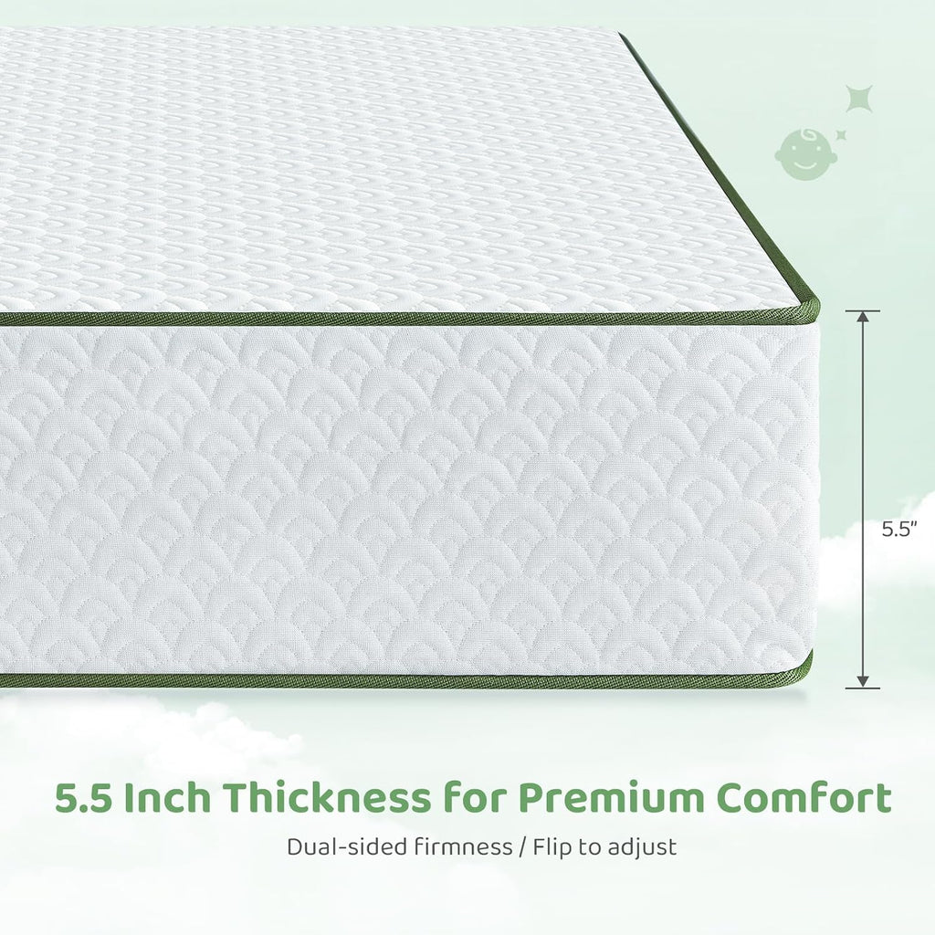 Crib Mattress 2-in-1 Dual Firmness Crib Mattress for Infant Toddler | Cooling Breathable Cover, Gel-Infused Memory