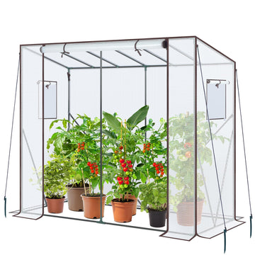 Tomato Greenhouse for Outdoors: Portable Lean to Green House Heavy Duty with Roll-Up Zippered Door, Tall Plastic