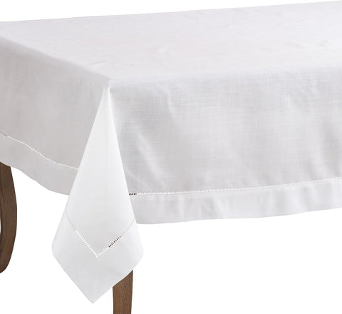 Hemstitched Border Tablecloth, White, 70"x120"