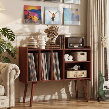 Large Record Player Stand, 32" Turntable Stand, Walnut