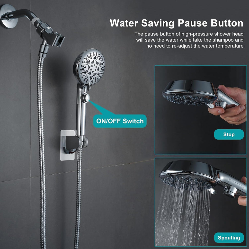 Handheld Shower Head with On Off Switch 8-Mode High Pressure Showerhead with 79 Inches Extra-long Stainless Steel Hose