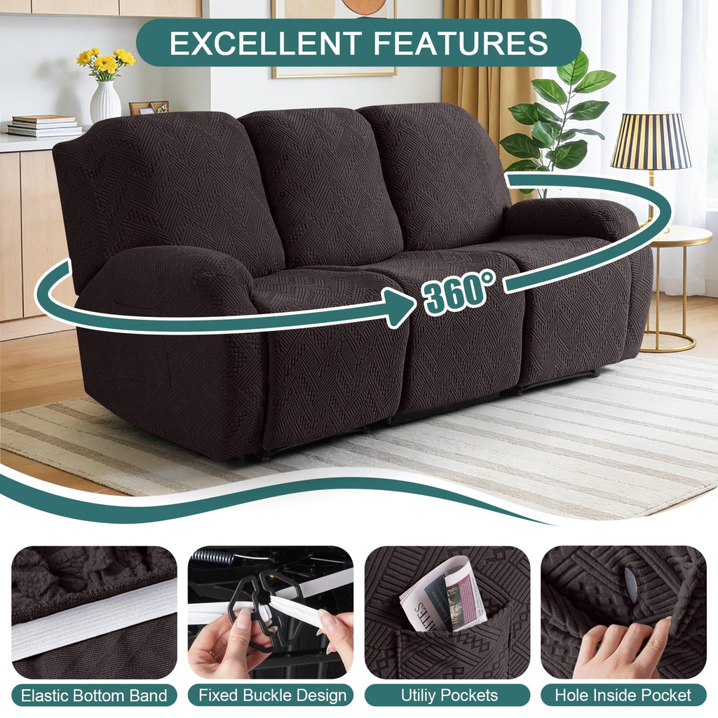 Recliner Couch Covers, Soft Stretch Sofa Slipcover, Chocolate