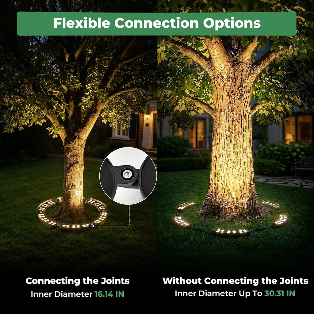 Outdoor Ring Tree Lights, 12V 72W Aluminum LED Landscape Uplighting for Trees, 2700K Warm White, Low Voltage IP65