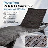 Katalina Chaise Lounge Set of 2-500lbs Support, UV Wicker, Ergonomic Wave Design, Reclining Backrest