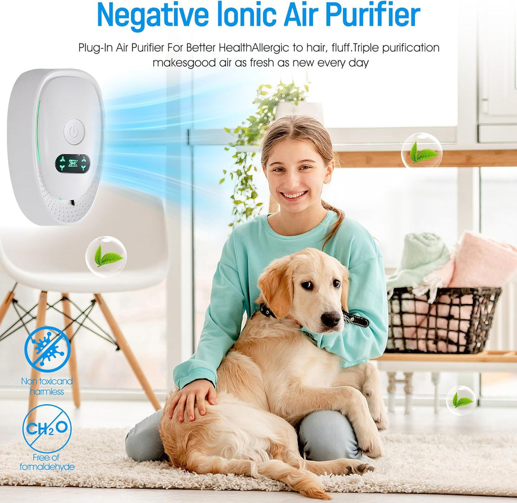 Air Ionizers for Home,4-Pack Negative Ion Air Purifiers & Odor Eliminators Quiet Plug-in Compact Fre