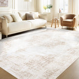 6x9 Washable Vintage Medallion Area Rug, Low Pile Non-Slip Carpet for Living Room Bedroom Beige