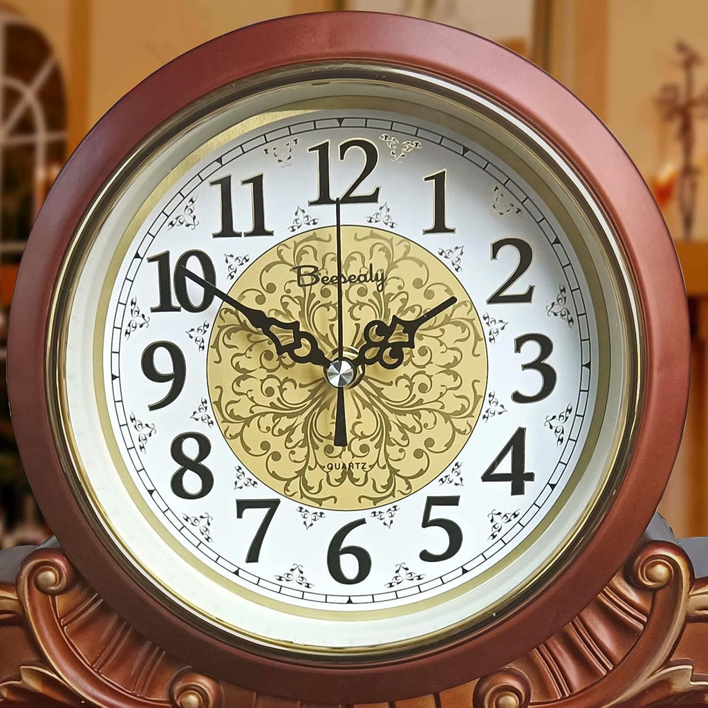Mantel Clock, Antique Desk Clock, Modern Quartz Movement-Continuous Scanning (Ultra-Quiet)