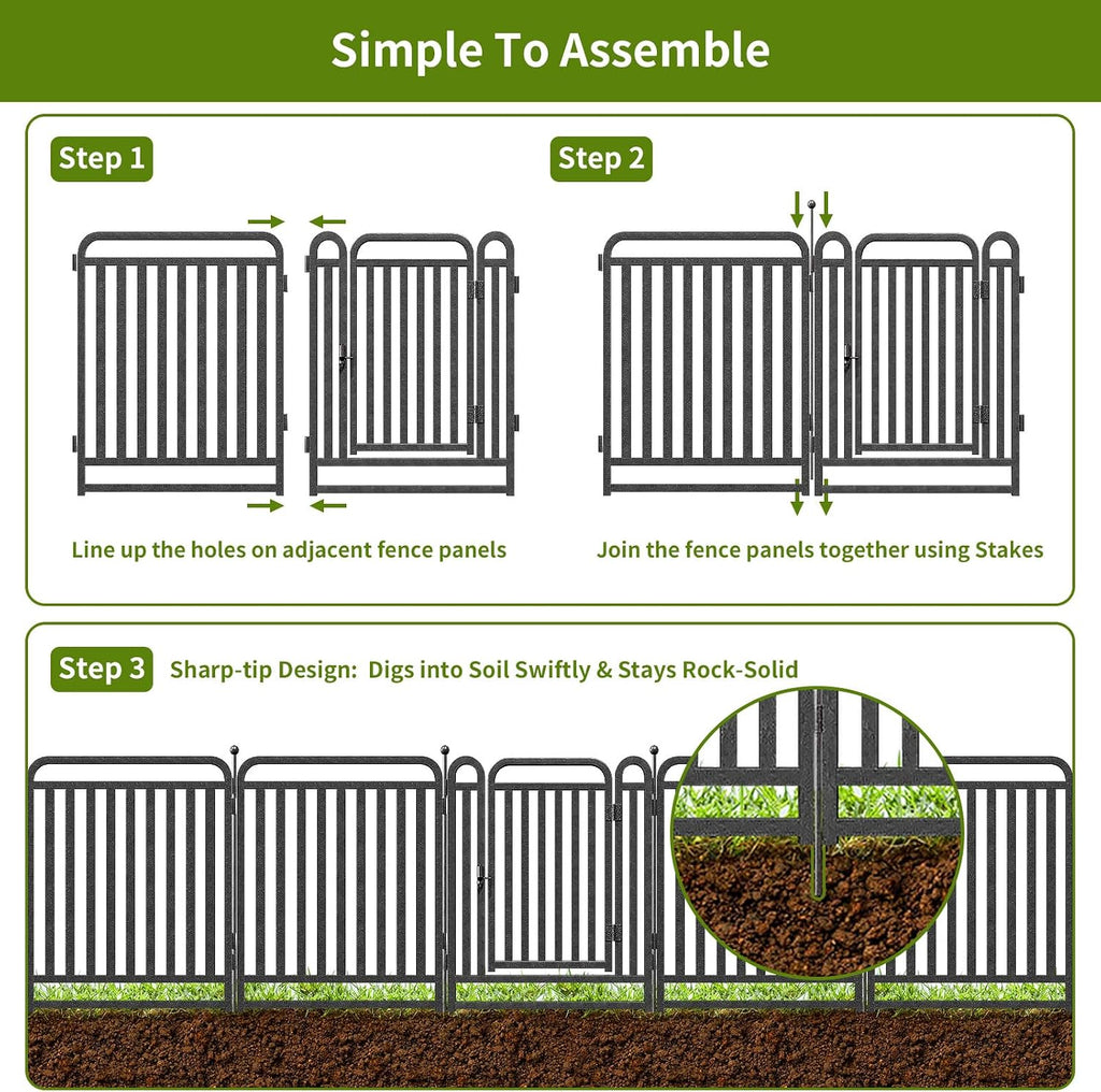 Heavy Duty Garden Fence Animal Barrier, 32" H x 27" L Rust Resistant Dog Fence Outdoor for Yard,Portable Animal